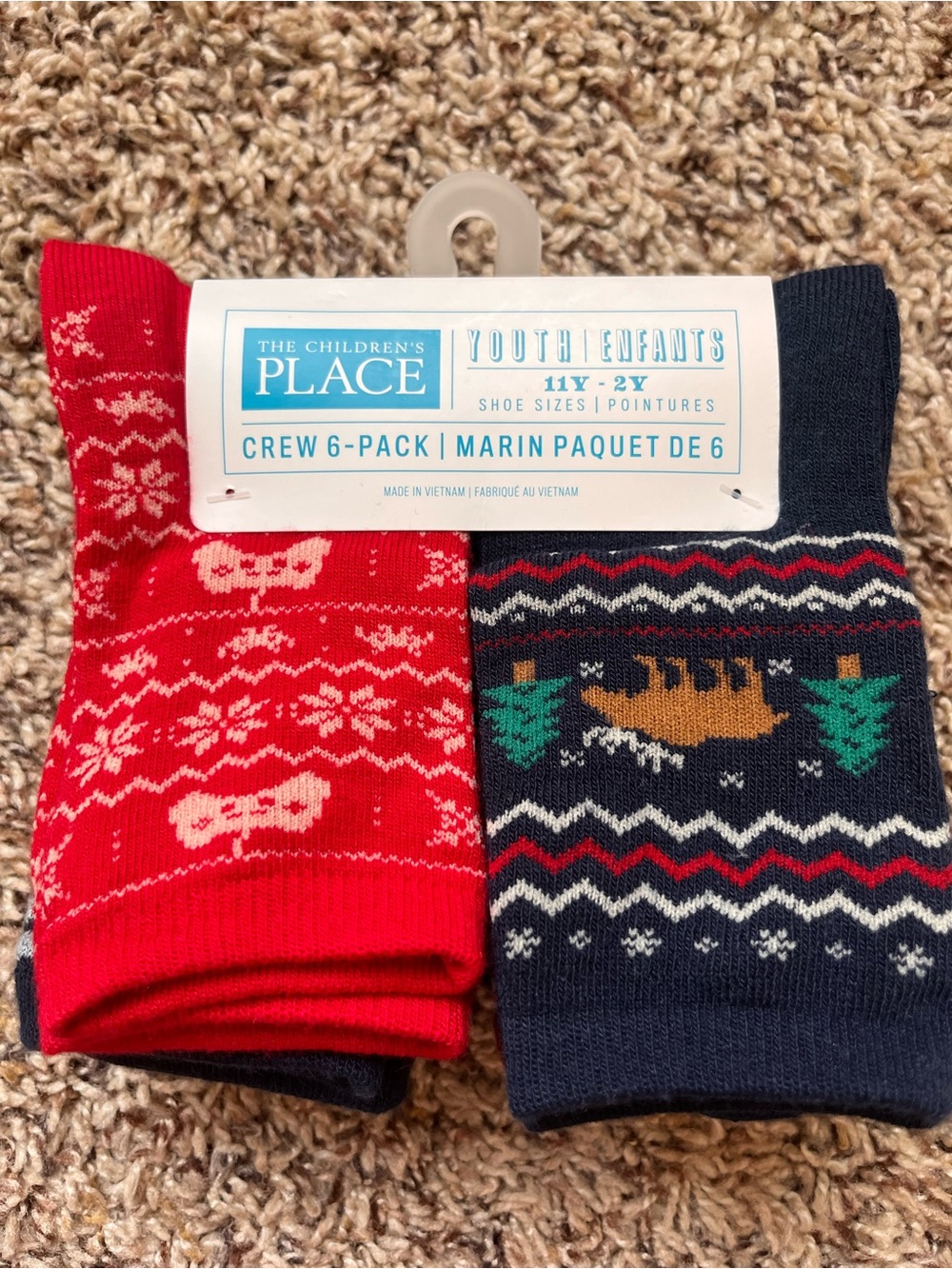 NWT Children's Place Youth Holiday Crew Socks - Pack of 6